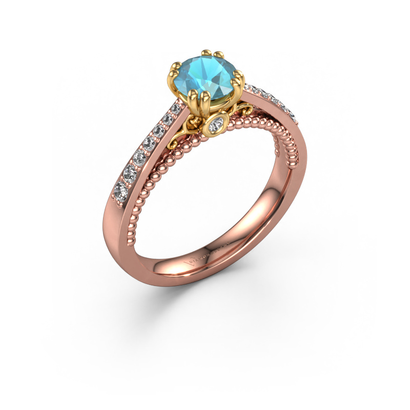 Image of Engagement ring Rozella 585 rose gold Blue topaz 5.5 mm