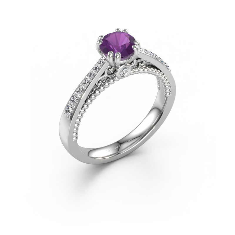 Immagine di Anello di fidanzamento Rozella 585 oro bianco Ametista 5.5 mm