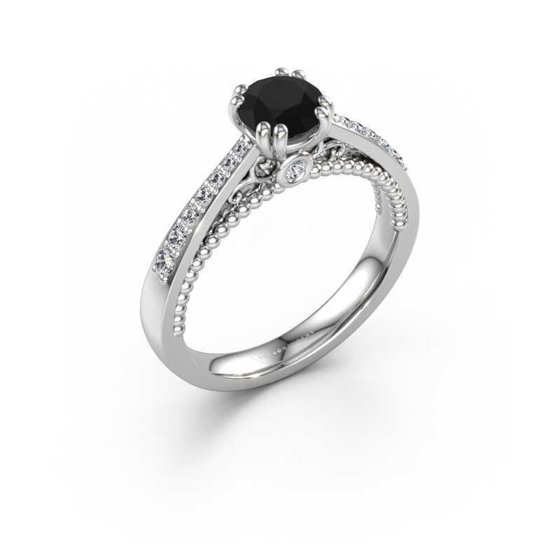 Bild av Förlovningsring Rozella 585 vitt guld Svart diamant 0.998 crt