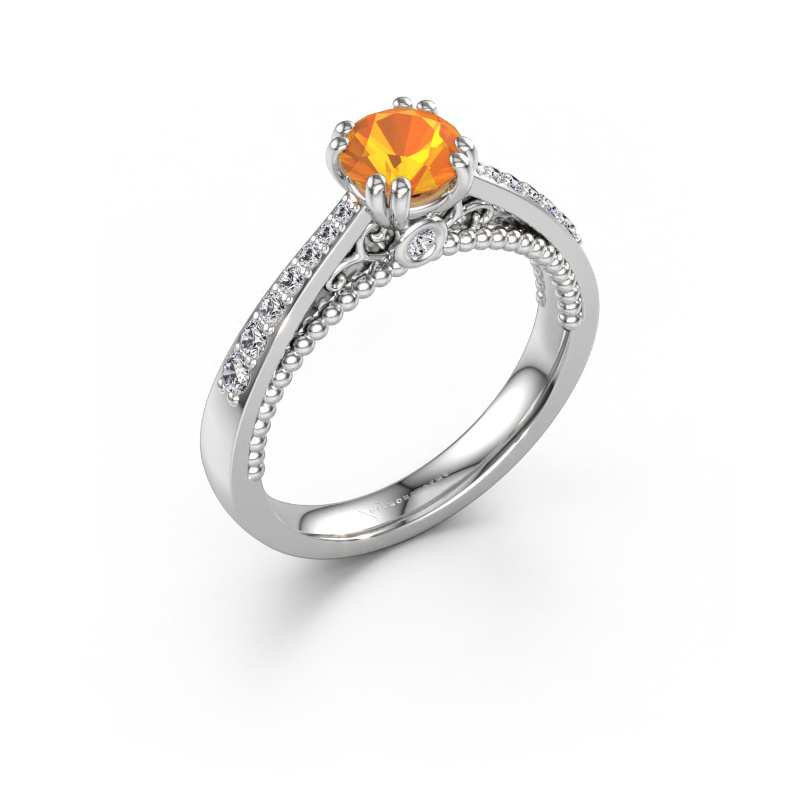 Image de Bague de fiançailles Rozella 585 or blanc Citrine 5.5 mm