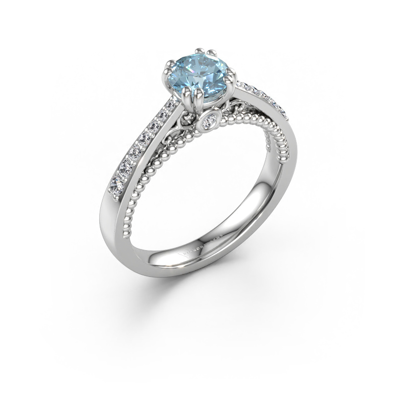Immagine di Anello di fidanzamento Rozella 585 oro bianco Diamante lab grown blu 5.5 mm