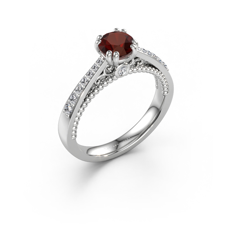 Image of Engagement ring Rozella 585 white gold Garnet 5.5 mm