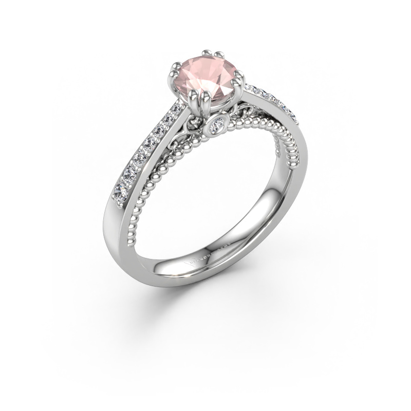 Immagine di Anello di fidanzamento Rozella 585 oro bianco Morganite champagne 5.5 mm