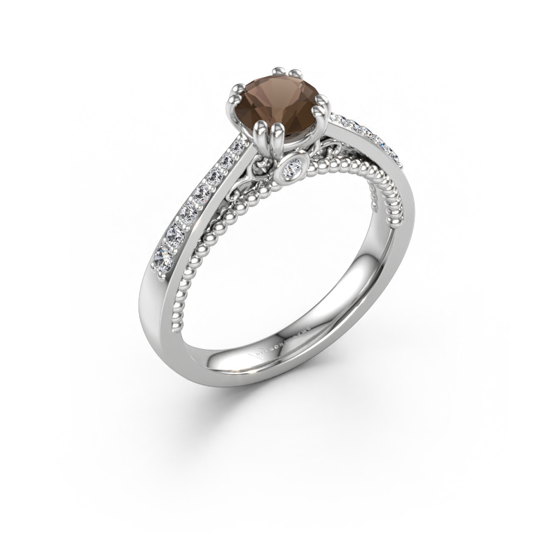 Immagine di Anello di fidanzamento Rozella 585 oro bianco Quarzo fumé 5.5 mm