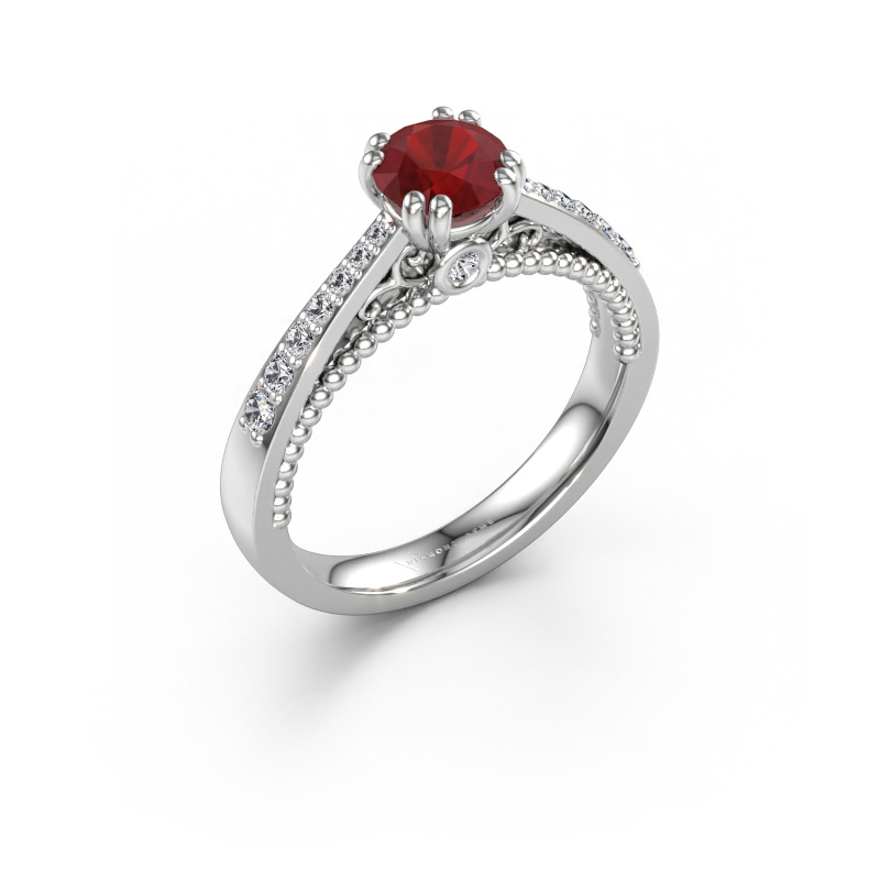 Immagine di Anello di fidanzamento Rozella 585 oro bianco Rubino 5.5 mm