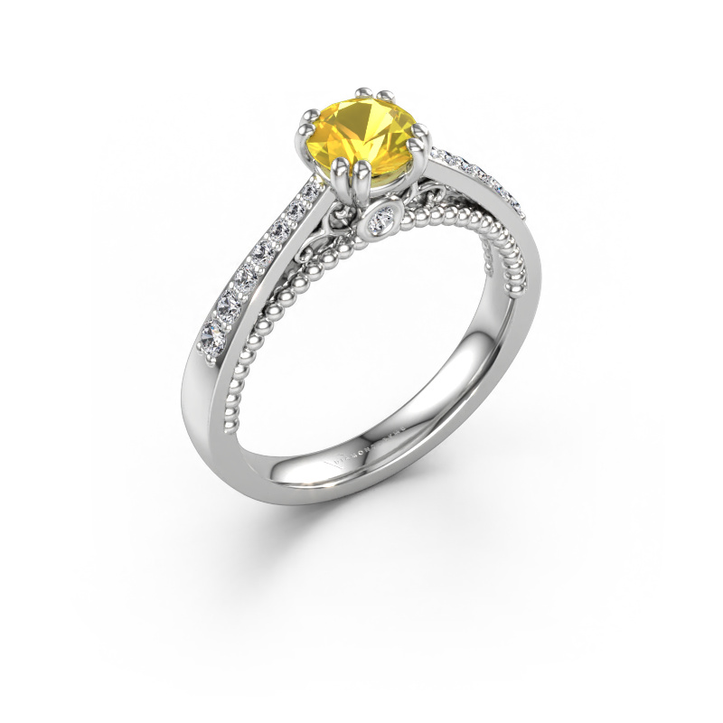 Bild av Förlovningsring Rozella 585 vitt guld Gul safir 5.5 mm