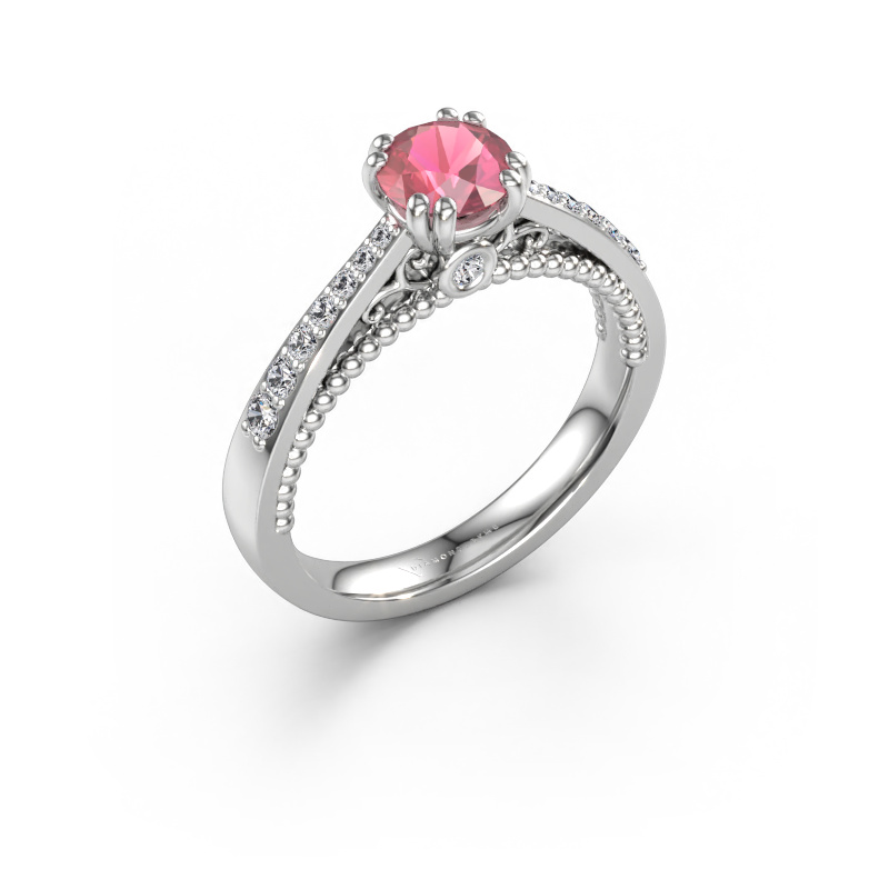 Immagine di Anello di fidanzamento Rozella 585 oro bianco Tormalina rosa 5.5 mm