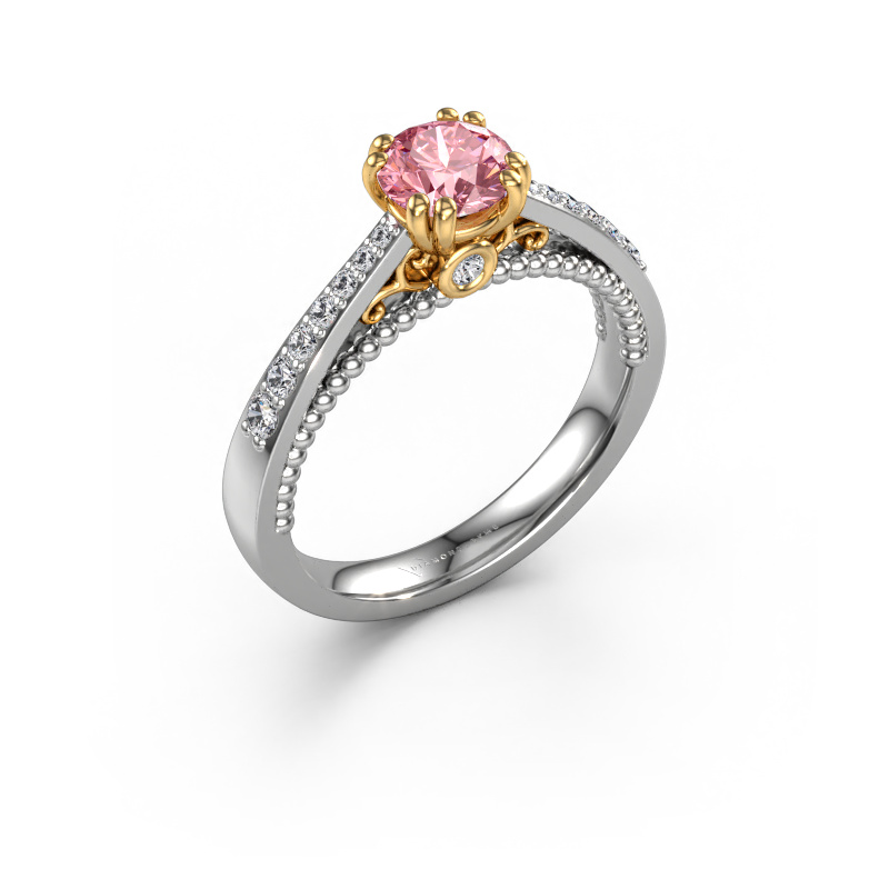 Bild von Verlobungsring Rozella 585 Weißgold Rosa Labordiamant 5.5 mm