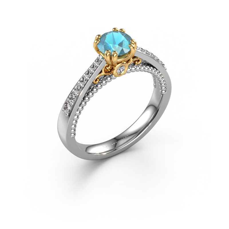 Bild von Verlobungsring Rozella 585 Weißgold Blau Topas 5.5 mm
