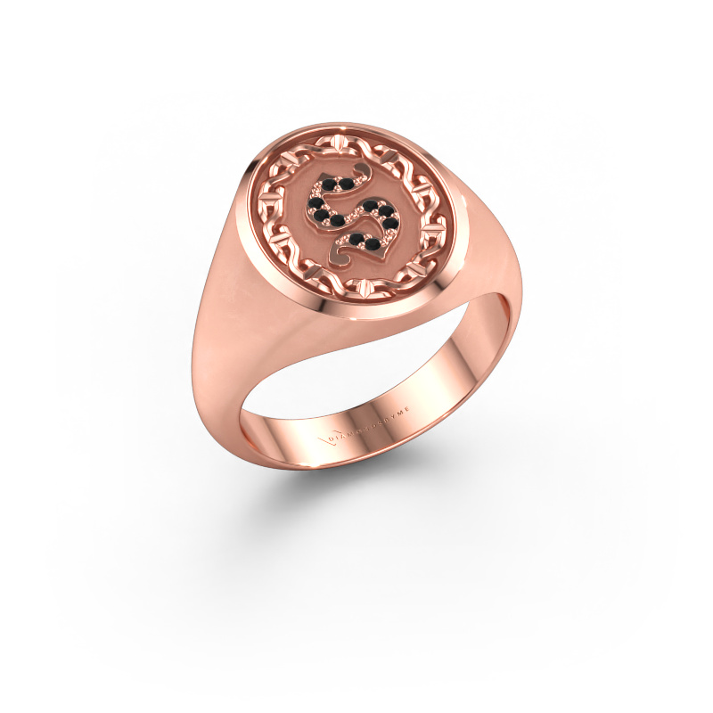 Bild von Herrenring Ruan 585 Roségold Schwarz Diamant 0.06 crt