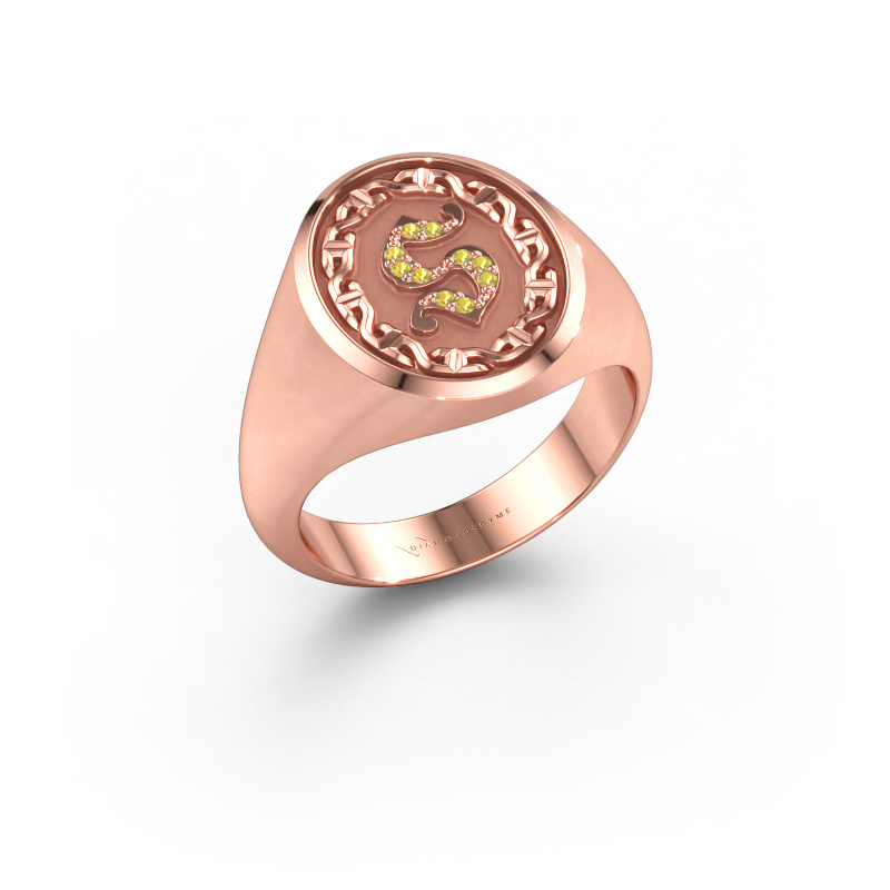 Image de Bague pour homme Ruan 585 or rose Saphir jaune 1 mm