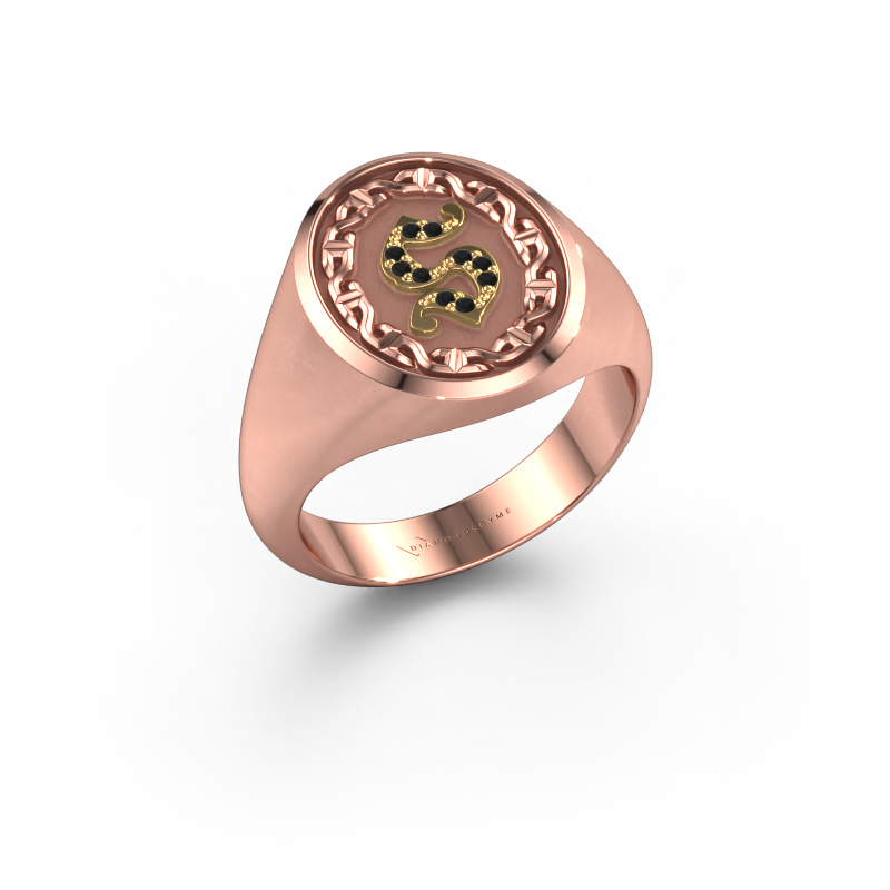 Image of Men's ring Ruan 585 rose gold Black diamond 0.06 crt