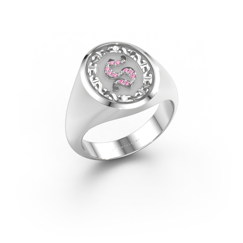 Image de Bague pour homme Ruan 585 or blanc Saphir rose 1 mm