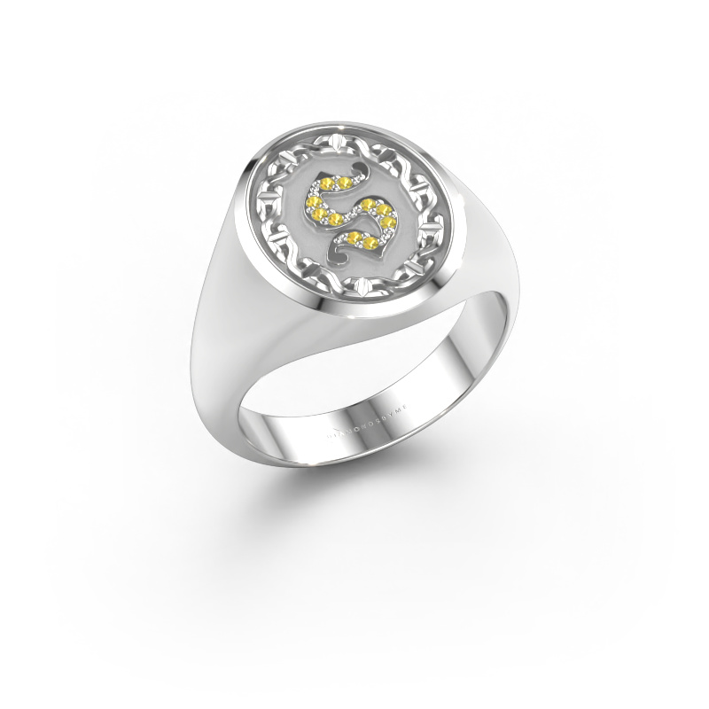 Immagine di Anello da uomo Ruan 585 oro bianco Zaffiro giallo 1 mm