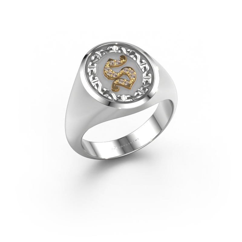 Bild von Herrenring Ruan 585 Weißgold Braun Diamant 0.05 crt