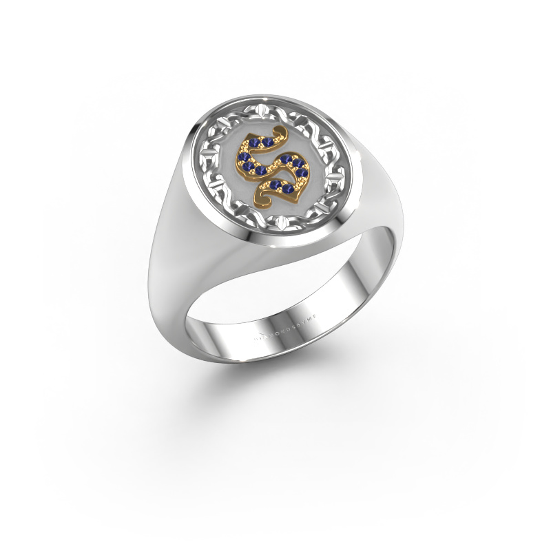 Afbeelding van Heren ring Ruan 585 witgoud Saffier 1 mm