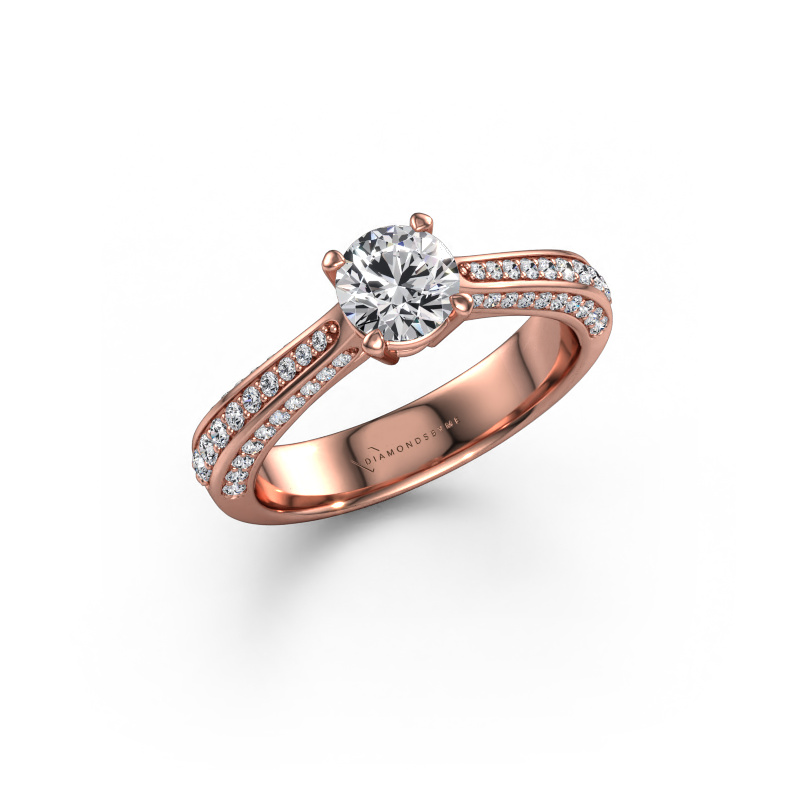Image of Engagement ring Ruby rnd 585 rose gold Lab grown diamond 0.975 crt