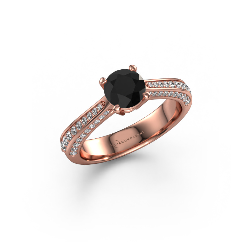 Image of Engagement ring Ruby rnd 585 rose gold Black diamond 1.215 crt