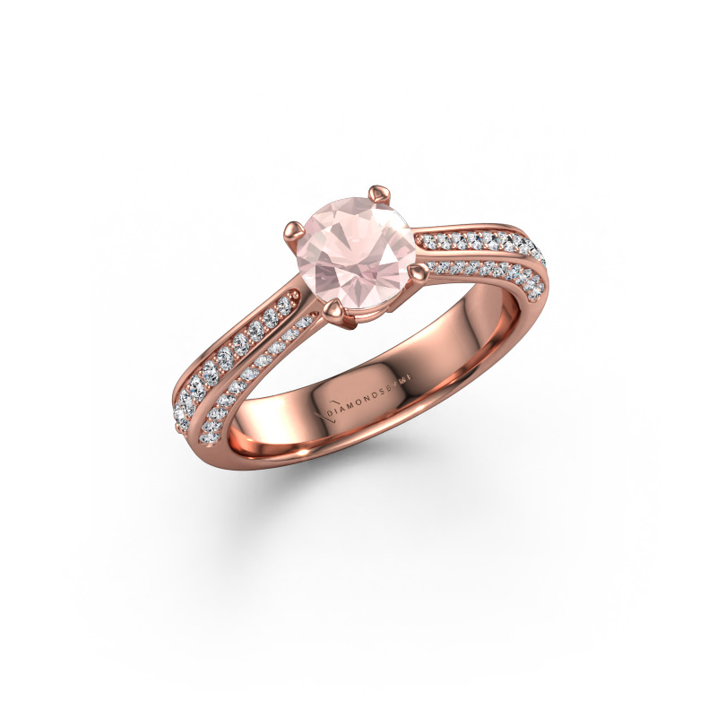 Afbeelding van Verlovingsring Ruby rnd 585 rosé goud Morganiet champagne 5.7 mm