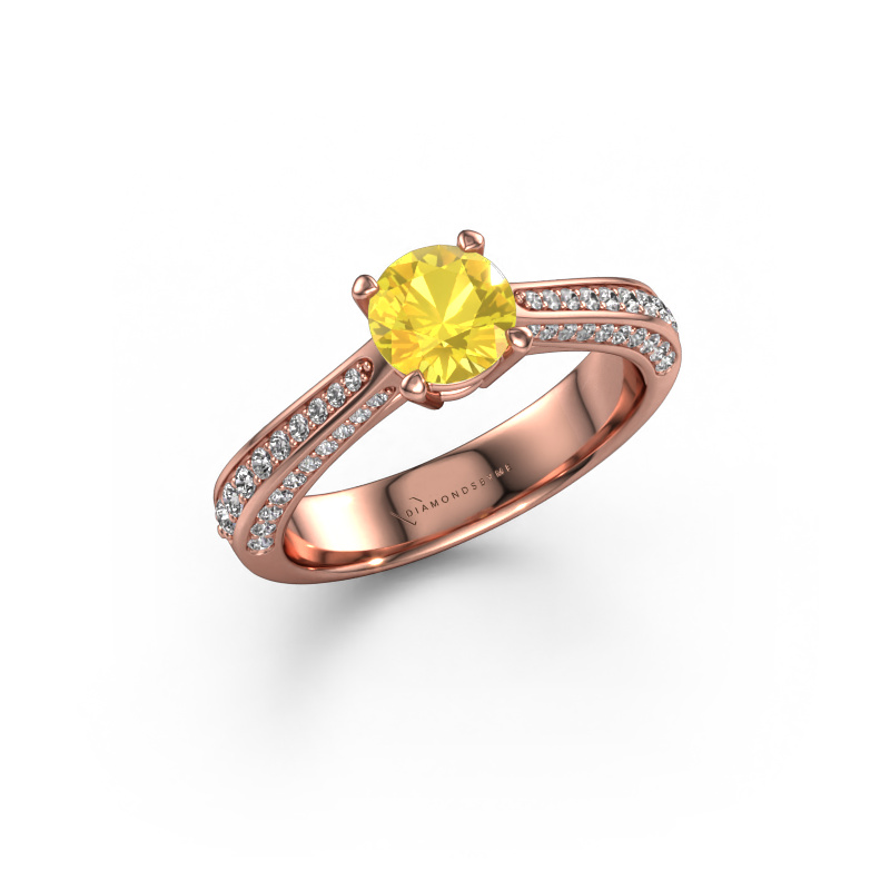 Afbeelding van Verlovingsring Ruby rnd 585 rosé goud Gele saffier 5.7 mm