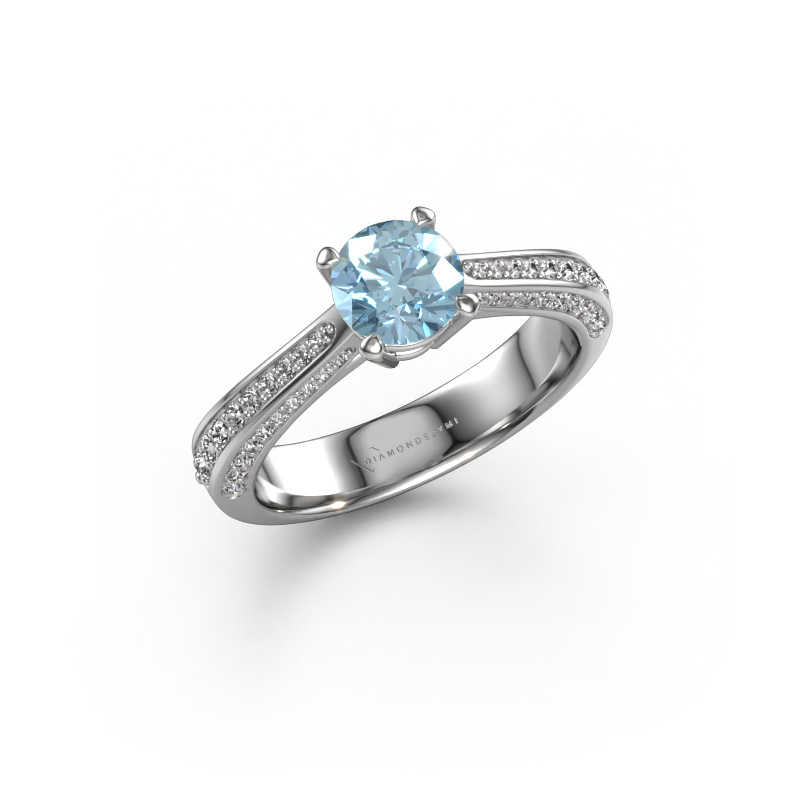 Image of Engagement ring Ruby rnd 585 white gold Blue lab grown diamond 5.7 mm