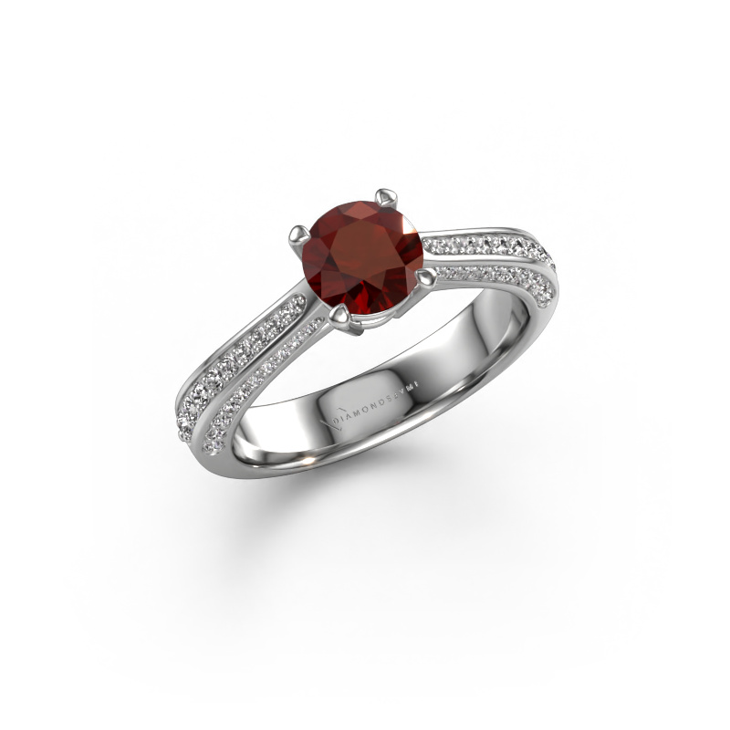 Image of Engagement ring Ruby rnd 585 white gold Garnet 5.7 mm