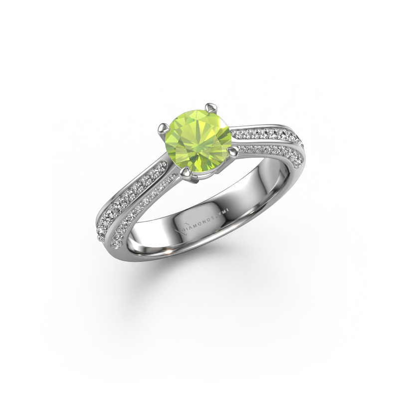 Image of Engagement ring Ruby rnd 585 white gold Peridot 5.7 mm