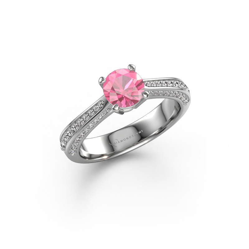Image of Engagement ring Ruby rnd 585 white gold Pink sapphire 5.7 mm