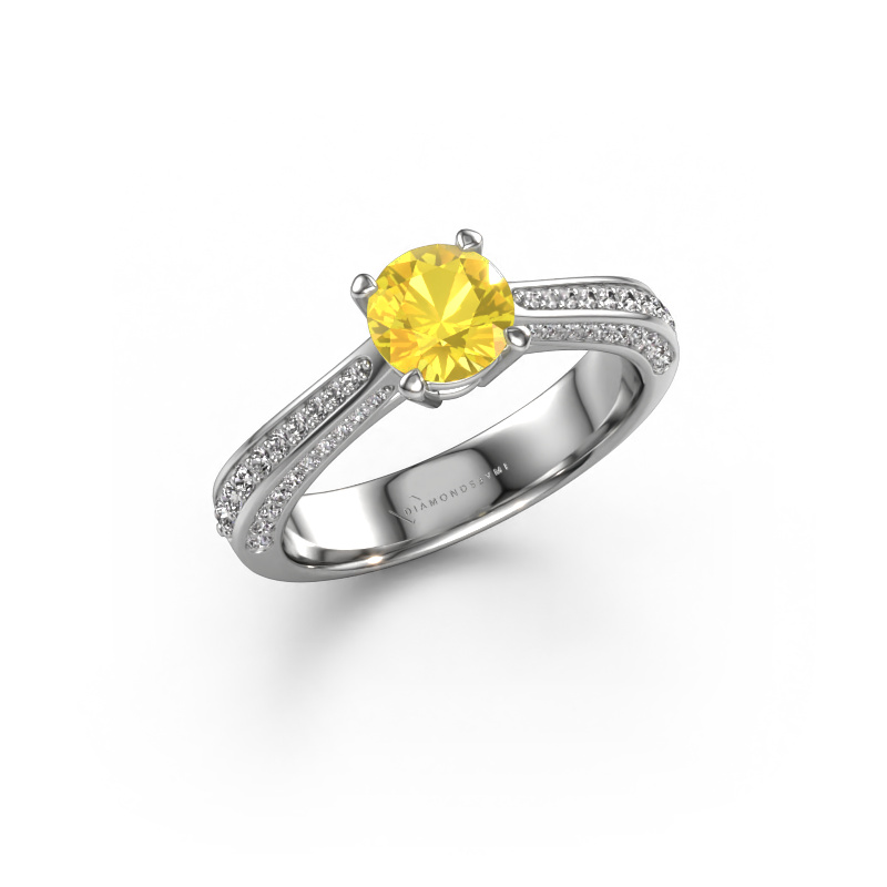Image de Bague de fiançailles Ruby rnd 585 or blanc Saphir jaune 5.7 mm