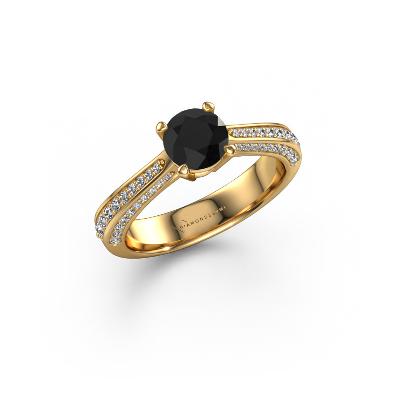 Image of Engagement ring Ruby rnd 585 gold Black diamond 1.215 crt