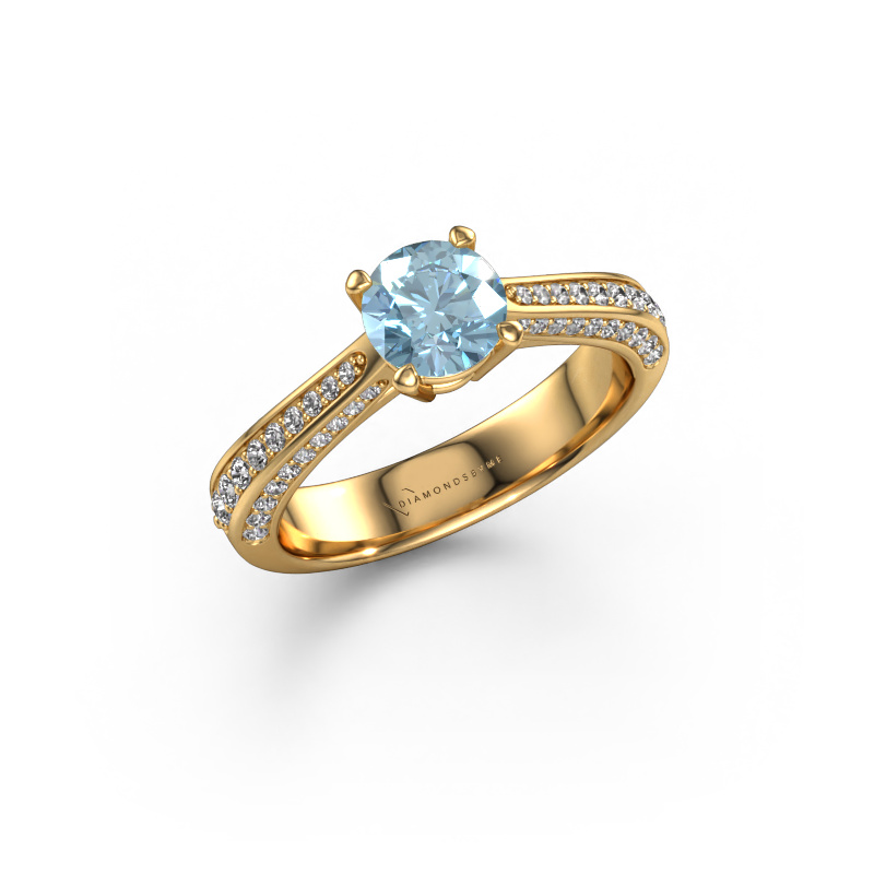 Image of Engagement ring Ruby rnd 585 gold Blue lab grown diamond 5.7 mm