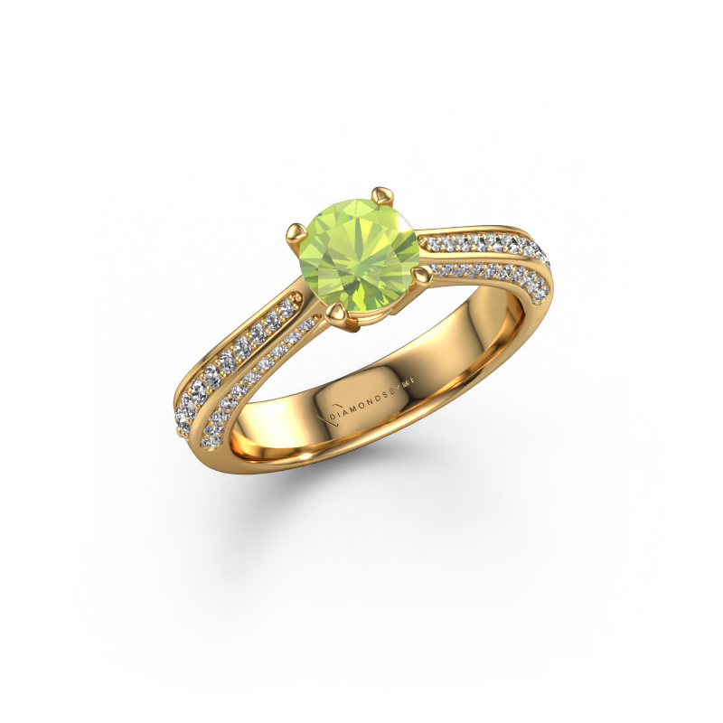 Image of Engagement ring Ruby rnd 585 gold Peridot 5.7 mm