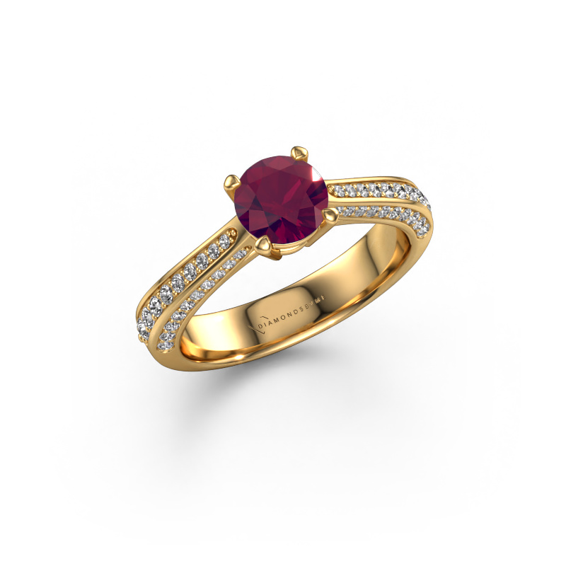 Image of Engagement ring Ruby rnd 585 gold Rhodolite 5.7 mm