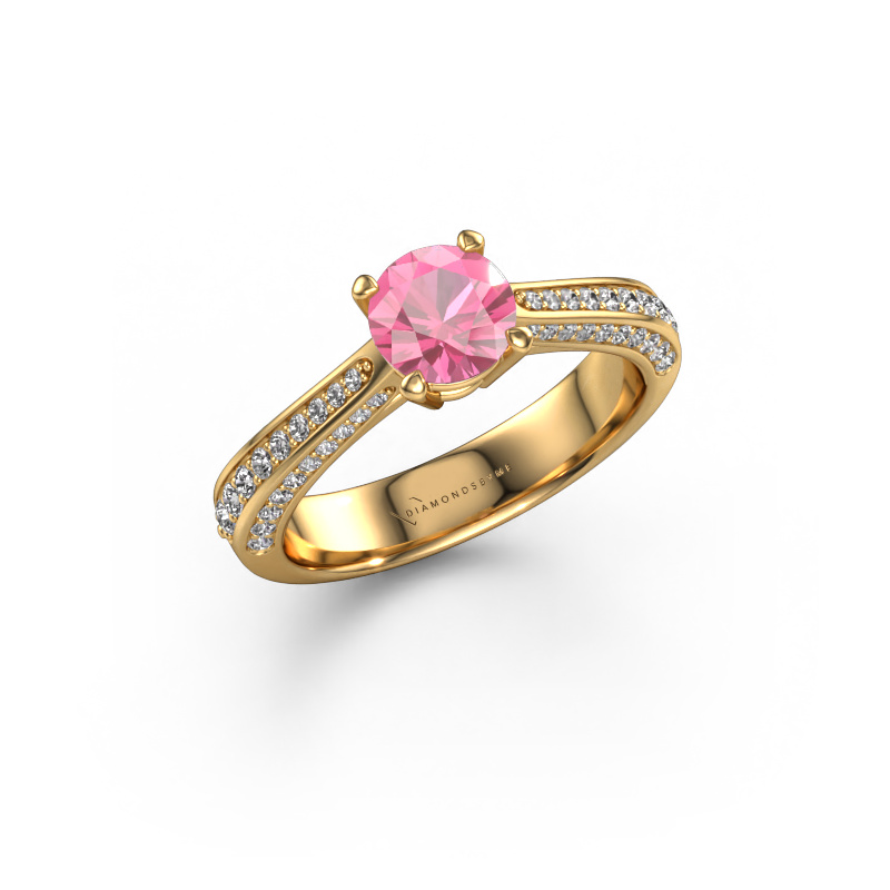 Image of Engagement ring Ruby rnd 585 gold Pink sapphire 5.7 mm