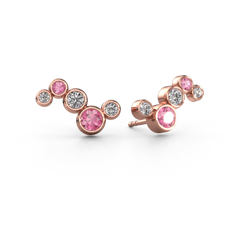 Image de Boucles d'oreilles Ryan 585 or rose Saphir rose 4 mm