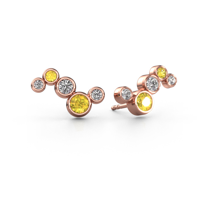 Image de Boucles d'oreilles Ryan 585 or rose Saphir jaune 4 mm