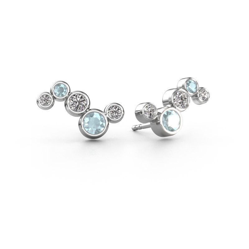 Image de Boucles d'oreilles Ryan 950 platine Aigue-marine 4 mm