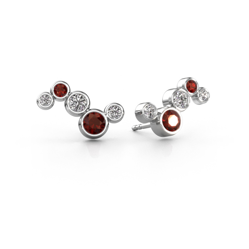 Image of Earrings Ryan 585 white gold Garnet 4 mm