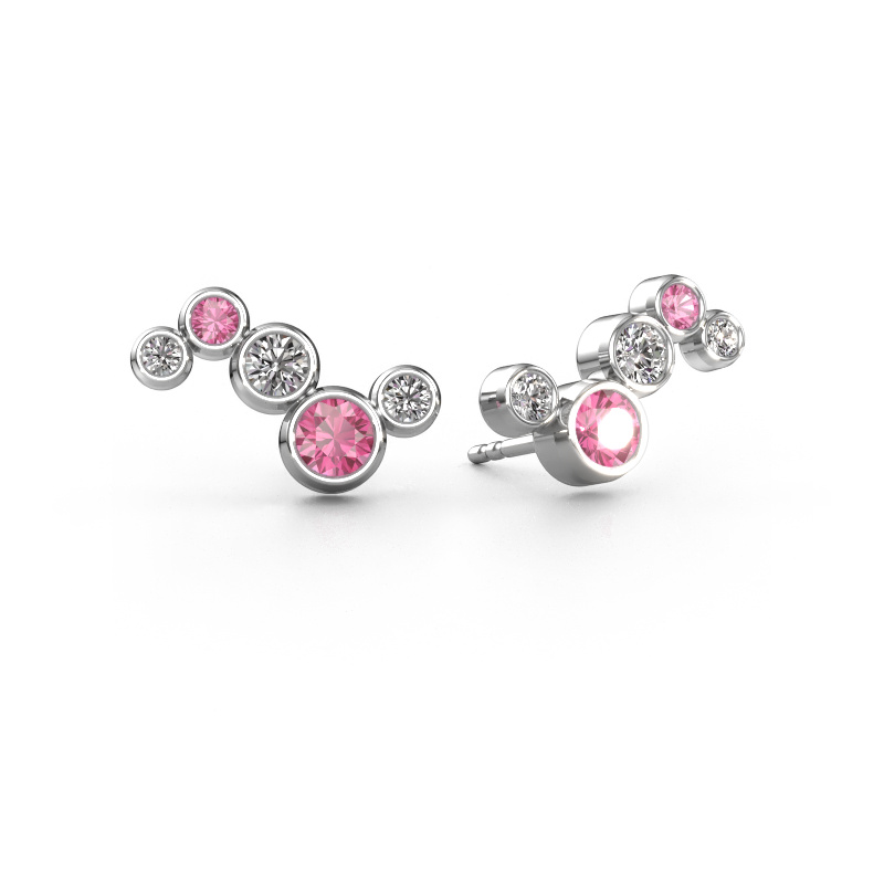 Image de Boucles d'oreilles Ryan 950 platine Saphir rose 4 mm