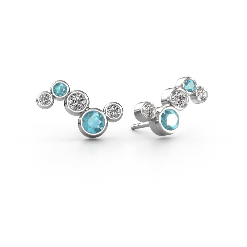 Image of Earrings Ryan 950 platinum Blue topaz 4 mm