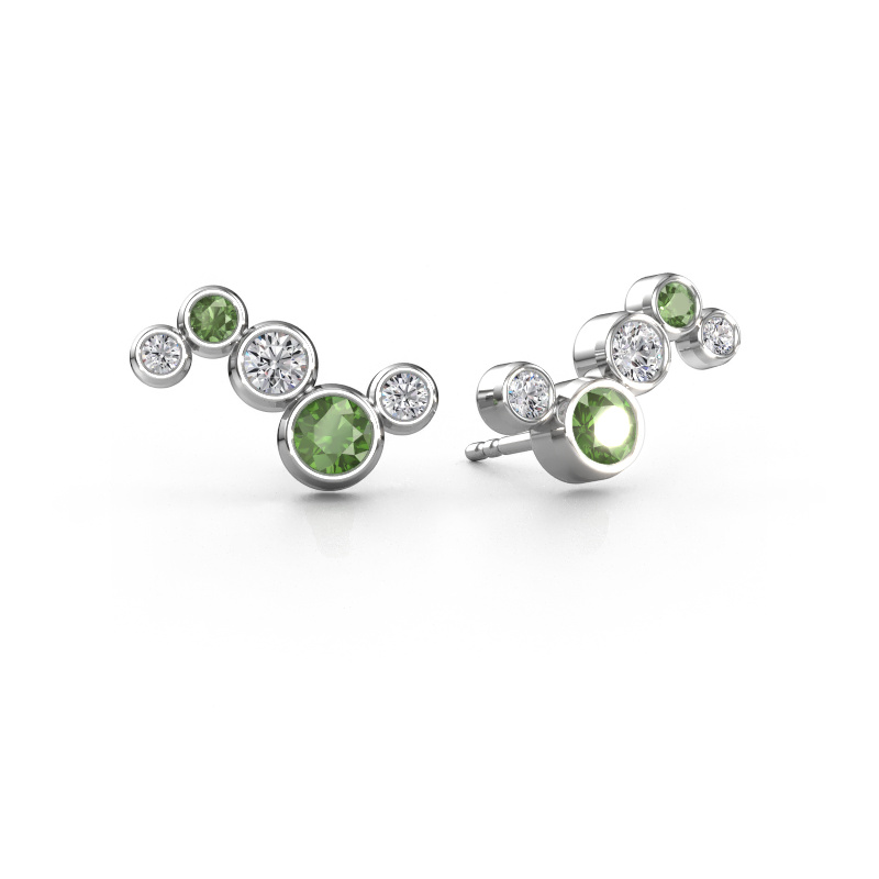 Image of Earrings Ryan 585 white gold Tourmaline green 4 mm