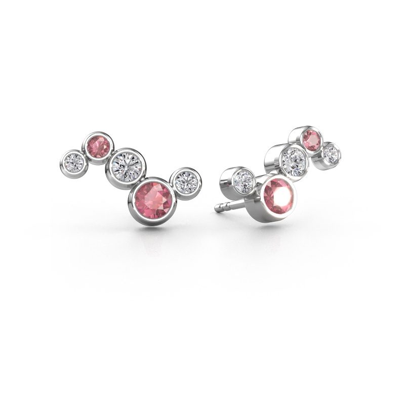 Image of Earrings Ryan 585 white gold Tourmaline pink 4 mm