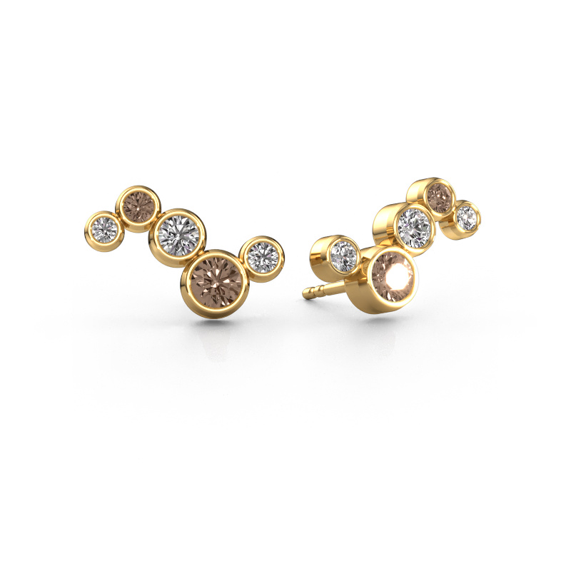 Image de Boucles d'oreilles Ryan 585 or jaune Diamant brun 1.02 crt