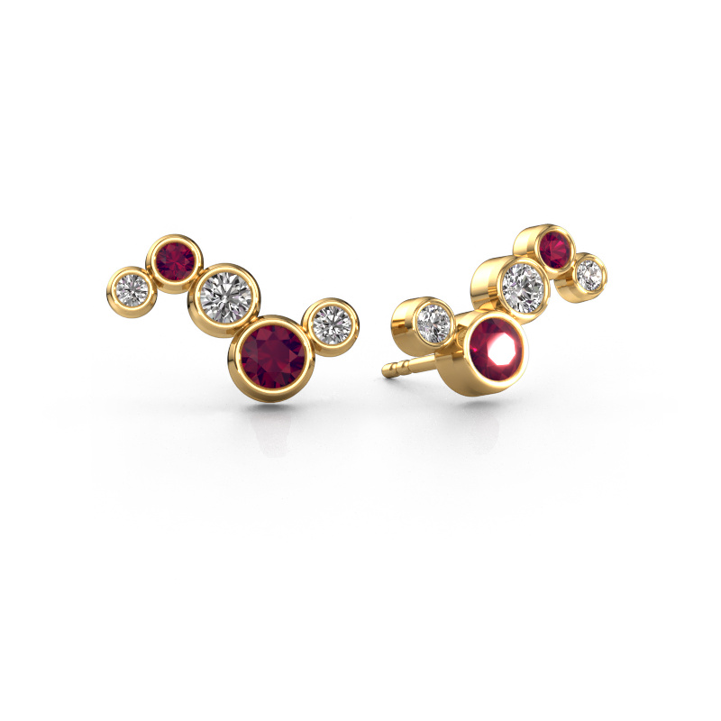 Image de Boucles d'oreilles Ryan 585 or jaune Rhodolite 4 mm