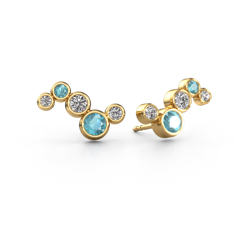 Image de Boucles d'oreilles Ryan 585 or jaune Topaze bleue 4 mm