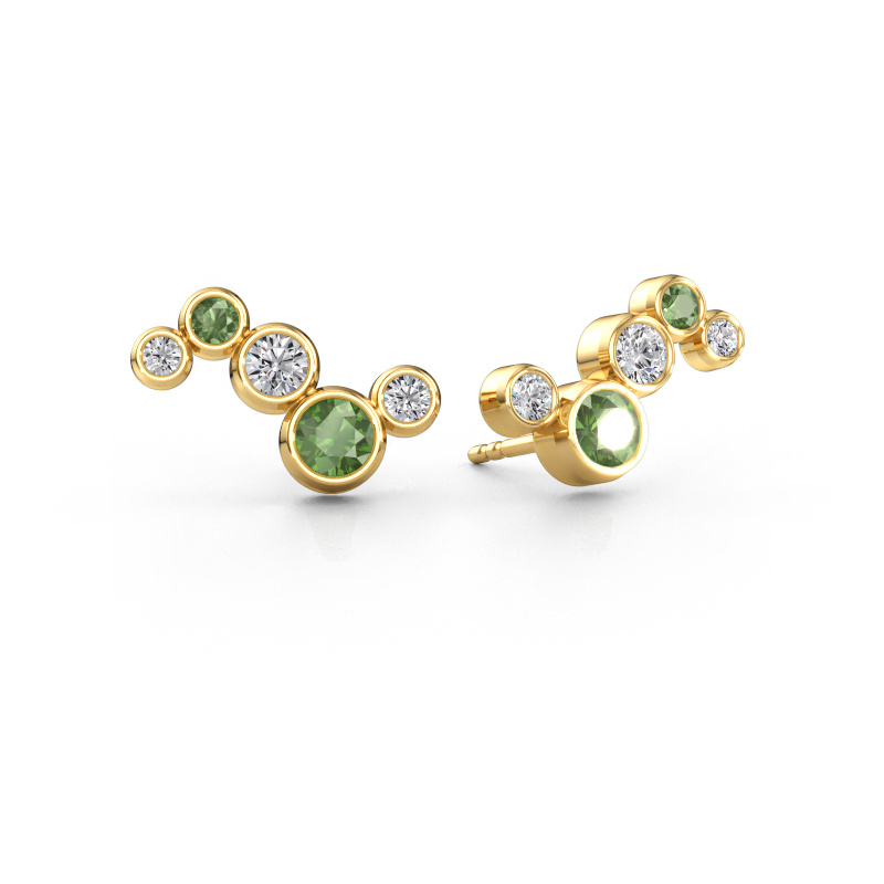 Image of Earrings Ryan 585 gold Tourmaline green 4 mm