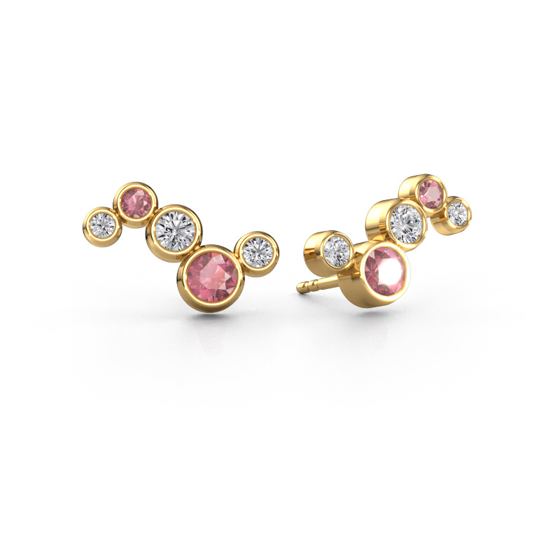 Image of Earrings Ryan 585 gold Tourmaline pink 4 mm