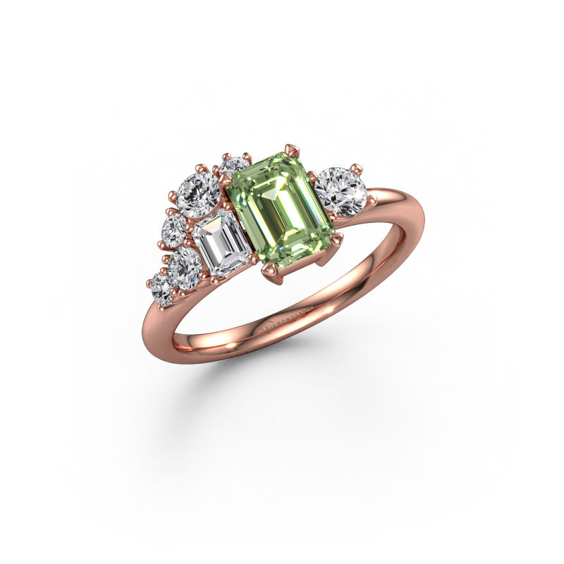 Bild von Ring Sabina 585 Roségold Grüner Labor-Diamant 7x5 mm