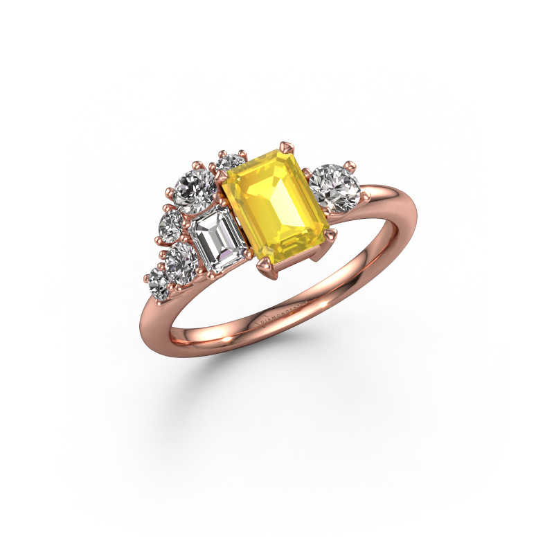 Image of Ring Sabina 585 rose gold Yellow sapphire 7x5 mm