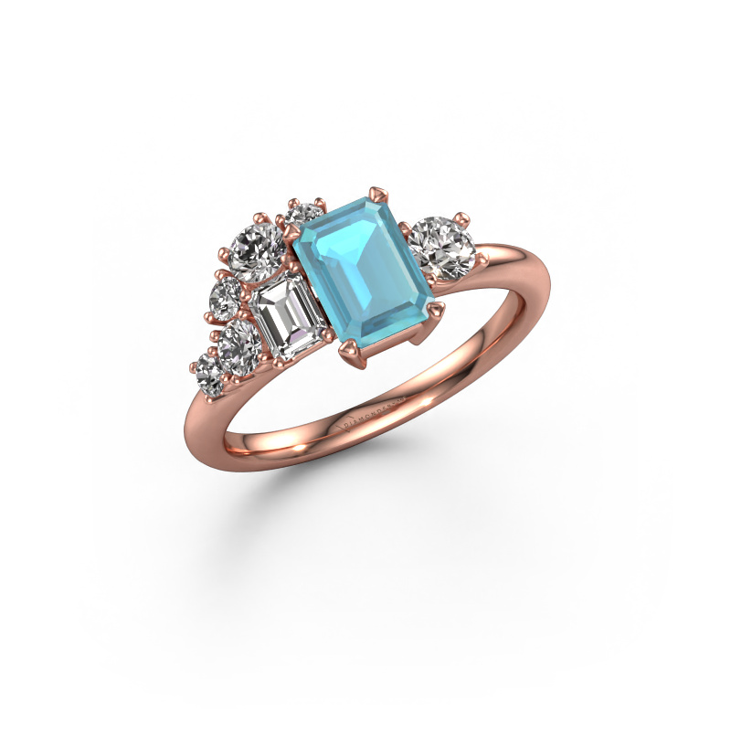 Image of Ring Sabina 585 rose gold Blue topaz 7x5 mm